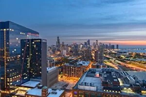 Images Dated 18th May 2018: Chicago, Illinois, USA downtown city skyline from the south side at twilight