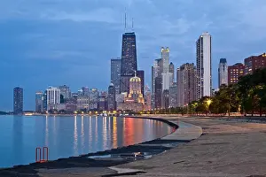 Great Lakes Prints: Chicago Skyline. Image of the Chicago downtown lakefront at twilight