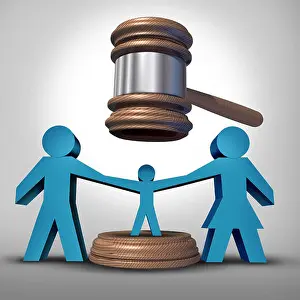 Losing Prints: Child custody battle as a family law concept during a legal separation or divorce dispute as a father mother icon