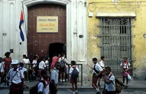 Pupils Prints: Children Outside School La Habana Vieja Havana Cuba