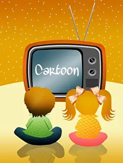 Teenage Prints: children watch cartoons
