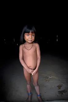 Children of the Xingu Indian go to school built in the village by the ministry of education