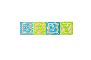 Childcare Prints: Childrens Alphabet Blocks spelling the word Baby