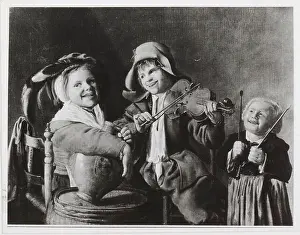 Violin Prints: A children's concert appears in a 1945 photograph after a work by J