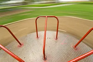 Spin Prints: Children's Playground equipment - merry go round spinning very fast