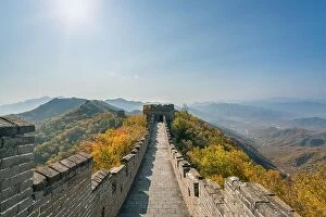 Images Dated 23rd October 2017: China The great wall distant view compressed towers and wall segments autumn season in mountains