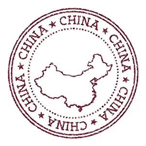 Abroad Prints: China round rubber stamp with country map