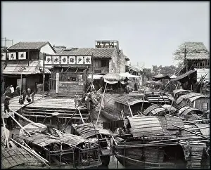 Sailor Prints: China: Sampans moored at Canton (Guangzhou) c