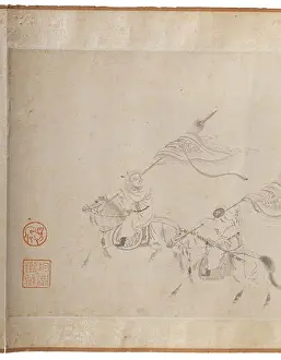 Chinese Painting Prints: A Chinese painting of Wang Zhaojun's bridal procession