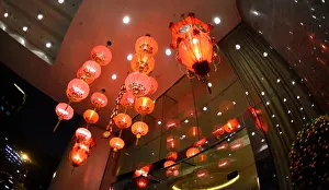 Hong Prints: Chinese red lanterns at Chinese New Year, Conrad Hotel, Hong Kong SAR, China