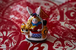 Papercut Prints: Chinese traditional handmade craftwork Tu'er Ye or Rabbit God