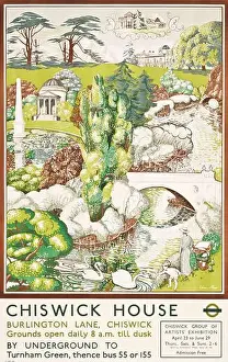 Old Advertisement Prints: Chiswick House, by Vera Ross, 1937 - Vintage advertisement for London transit system