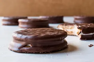 Biscuits Prints: Chocolate Covered Marshmallow Biscuits. Dessert Concept