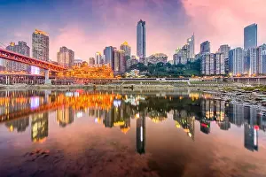 Chongqing, China skyline on the Jialing River at dusk