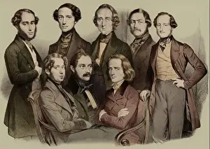 Classical Music Prints: CHOPIN - Young school of Paris pianists Lithograph by Maurins