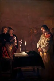 Dutch Golden Age Prints: Christ before the High Priest by Gerrit van Honthorst (Gerard van Honthorst: 1592-1656)