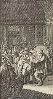 Jan Luyken Prints: Christ lays his hand on the bent woman