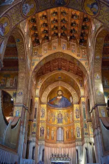 Historic Landmark Prints: Christ Pantocrator mosaics of the Norman-Byzantine medieval cathedral of Monreale
