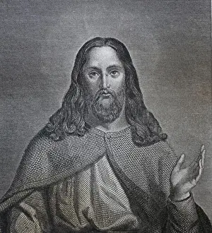 New Testament Prints: Christ. Portrait. Engraving, 19th century