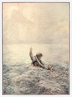 Story Prints: “Christian and Hopeful crossing the Waters of Death” from ‘The Pilgrim's Progress by John Bunyan (1628-1688)