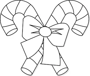Candy Cane Prints: Christmas Candy Cane with Bow Outline Icon Symbol Design
