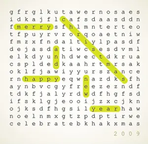 Crossword Prints: Christmas card - word search puzzle with highlighted compliment of the season