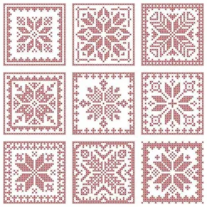 Embroidered Prints: Christmas embroidered quilt plaid Scandinavian knitting pattern