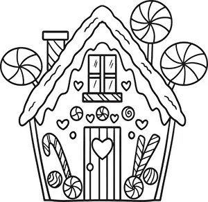 Jolly Prints: Christmas Gingerbread House Isolated Coloring Page