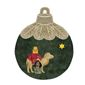 Gifts Prints: Christmas green tree ball with magi