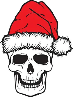 Hell Prints: Christmas Human Skull with Santa Hat