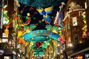 Soho Prints: Christmas lights on Carnaby Street, London England United Kingdom UK