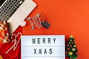 Checkout Prints: Christmas online shopping on laptop with credit card