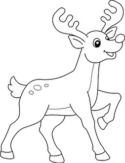 Reindeer Prints: Christmas Reindeer Isolated Coloring Page for Kids