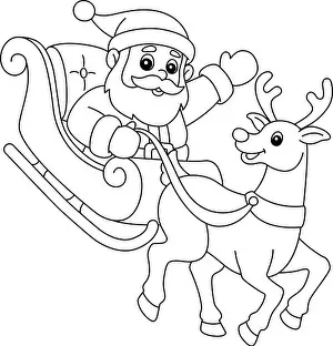 Reindeer Prints: Christmas Santa Sleigh And Reindeer Isolated