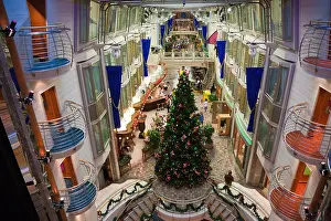 Christmas Decoration Prints: Christmas tree in Royal Promenade deck of Royal Caribbean Navigator of the Seas cruise ship