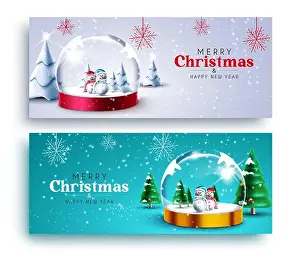 Pine Tree Prints: Christmas vector banner set