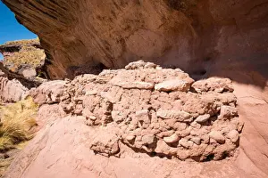 Rock Formations Prints: Chullpas or pre-Inca funerary monuments igloo-shaped in the Tinajani Canyon