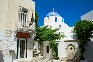 Cyclades Prints: Church, Hora (Chora) Parikia, Paros, Cyclades, Greek Islands, Greece, Europe