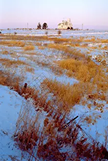 Desolate Prints: Church on the Iowa fields in the winter. Garden City Iowa USA