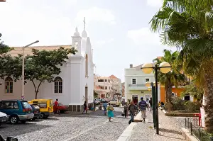 Cape Verde Prints: Church, Mindelo, Sao Vicente, Cape Verde Islands, Africa