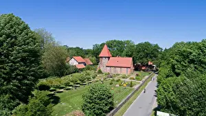 Aerial Photo Prints: church of Satemin, Wendland, Lower Saxony, Germany