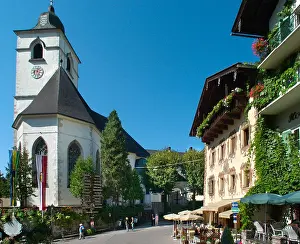 Main Street Prints: Church and street cafe in the old town centre