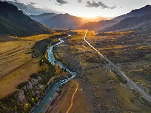 Altay Prints: Chuya River Valley, winding river