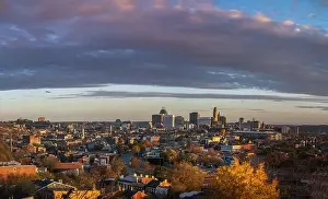 Skyline Cincinnati Prints: Cincinnati downtown aerial view, Ohio, USA skyline