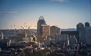 Skyline Cincinnati Prints: Cincinnati downtown aerial view, Ohio, USA skyline
