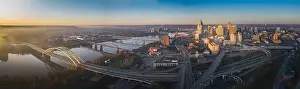 Skyline Cincinnati Prints: Cincinnati downtown aerial view, Ohio, USA skyline