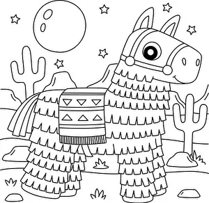 Colouring Book Prints: Cinco de Mayo Pinata Coloring Page for Kids