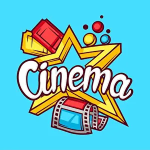 Paper Print Prints: Cinema and movie advertising background in cartoon style