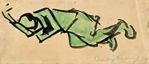 Reclining Prints: Circa 1917 drawing A Figure Laying Down by Dutch artist Theo van Doesburg