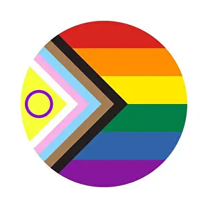 Lgbt Prints: Circle Rainbow icon with new Progress Pride Flag